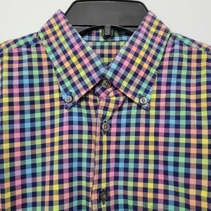 Scott‎ Barber Men's Long Sleeve Button Down Dress Shirt Size M Colorful Plaid